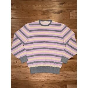 Gran Sasso Men's 100% Cotton Striped Crewneck Sweater‎ 54 Italy 44 US M/L